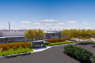 Small Maple Leaf Foods Welfare Facade With Landscaping